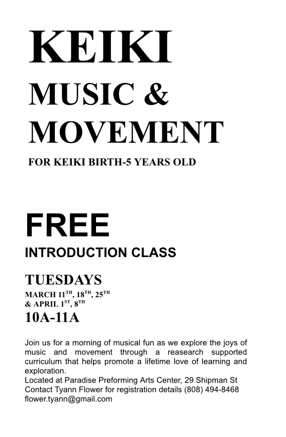 Music and Movement Workshop - (Ages 5 and under) - Tyann Flower